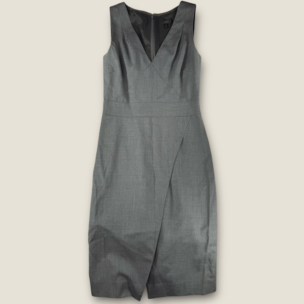 J. Crew Charcoal Midi Dress 100% Wool Size 2‎ Tall